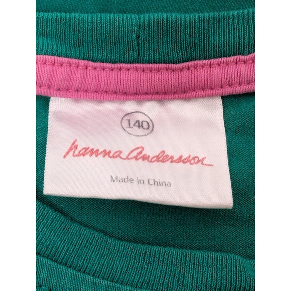 Hanna Andersson Girls Green Flower Applique Layered Long Sleeve Tee Shirt 140 - Picture 6 of 8